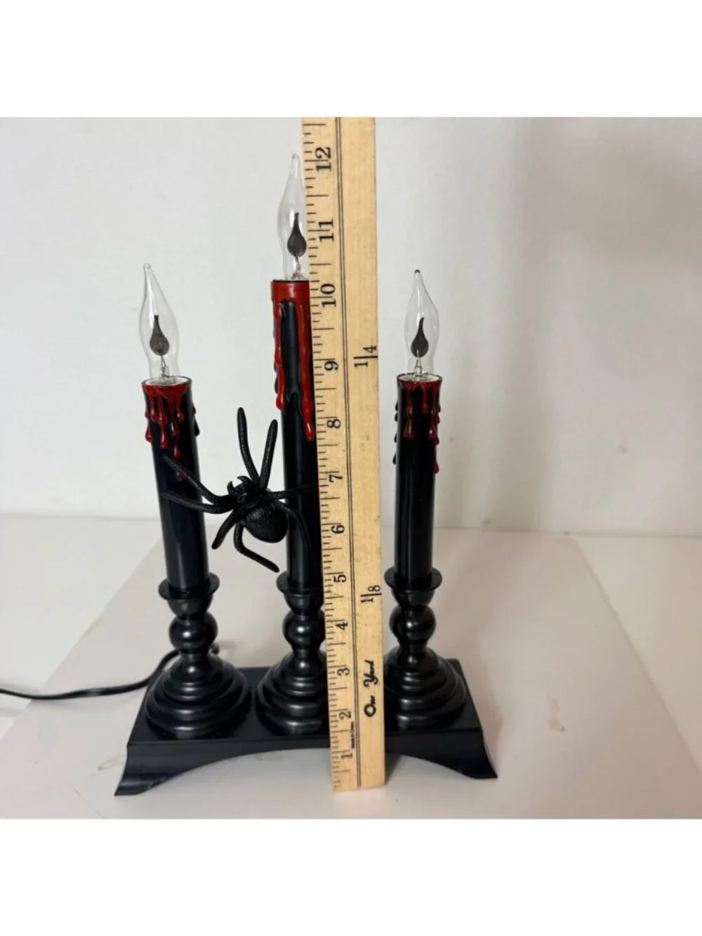 Halloween Bleeding Candle Flickering Candelabra VTG Spider Lamp Electric Plug In